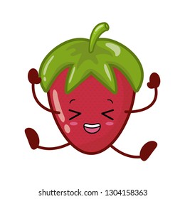 kawaii strawberry cartoon character