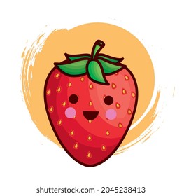 kawaii strawberry character design .vector illustration