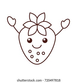 kawaii strawberry fruit cheerful cartoon