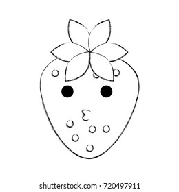 kawaii strawberry fruit cheerful cartoon