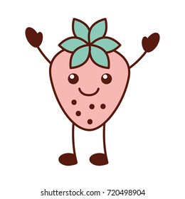 kawaii strawberry fruit cheerful cartoon