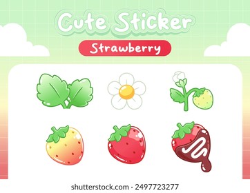 Kawaii Strawberry fruit cute sticker collection
