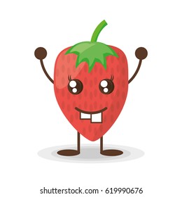 kawaii strawberry funny character
