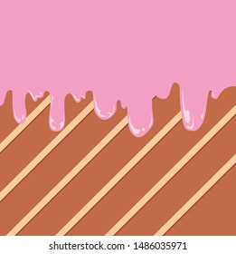Kawaii strawberry ice cream background for your text, Summer design pattern set