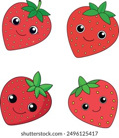 Kawaii strawberry on a white background