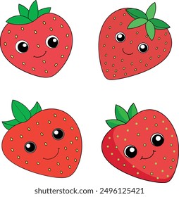 Kawaii strawberry on a white background