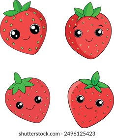 Kawaii strawberry on a white background