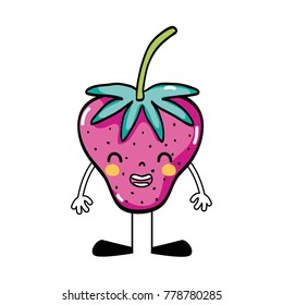 kawaii strawberry smile fruit with arms and legs