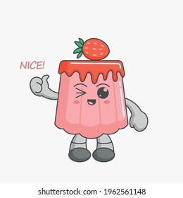kawaii strawberrypudding characters give a thumbs up applause, nice