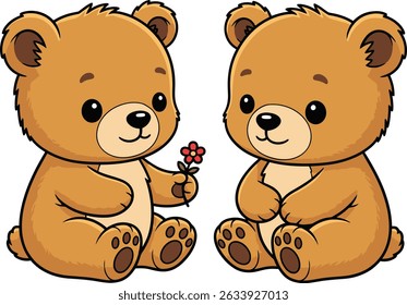 Kawaii Style Bear Couple Art