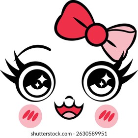 kawaii style cartoon face vector illustration