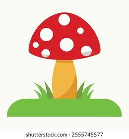 Kawaii Style Cartoon set of  mushrooms, poisoned and healthy, vegetarian food in a flat style Vector illustration.