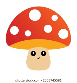 Kawaii Style Cartoon set of  mushrooms, poisoned and healthy, vegetarian food in a flat style Vector illustration.