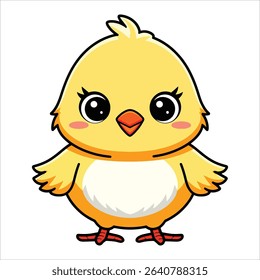 Kawaii style cute chick vector isolated on white. Perfect for childrens designs, Easter, and playful animal graphics.