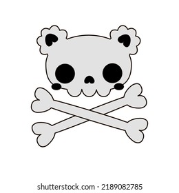 kawaii style cute koala skull vector illustration for sticker, logo or print design