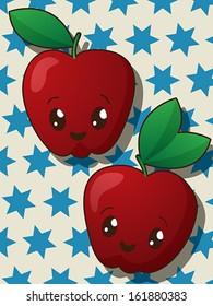 Kawaii style drawing apple icons