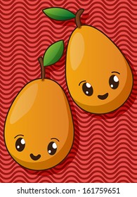 Kawaii style drawing pear icons