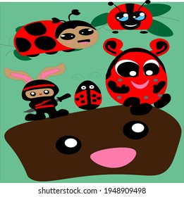 KAWAII STYLE EASTER EGGS IN LADYBUG COLOR FORMAT AND NINJA EASTER BUNNY