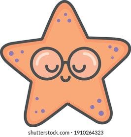 

Kawaii style glasses starfish drawing