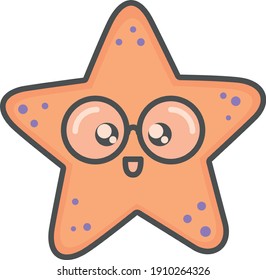 

Kawaii style glasses starfish drawing