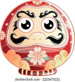 Kawaii style Japanese Daruma vector