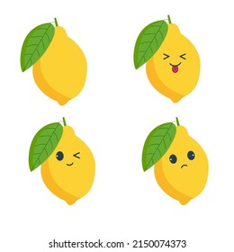 Kawaii style lemon with emotion. Fruit