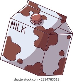 A kawaii style milk carton over a white background