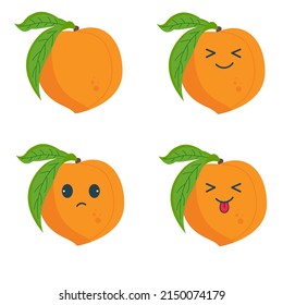 Kawaii style peach with emotion. Fruit
