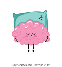 Kawaii style sleeping cute brain