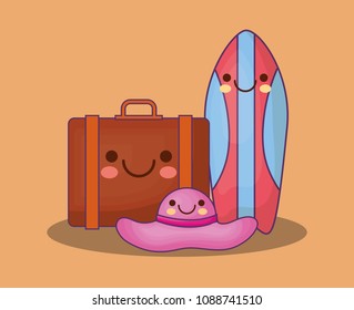 kawaii suitcase icon