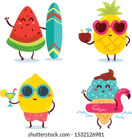 Cute Set Five Cartoon Fast Food Stock Vector (Royalty Free) 520714318 ...