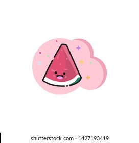 Kawaii summer food. Tasty sammer. 
Bright cute sticker. Icons with summer food.