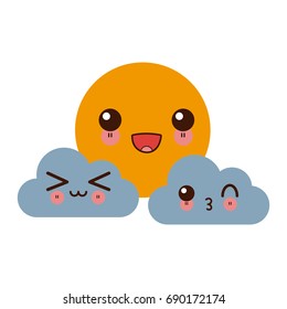 kawaii sun clouds weather forecast cartoon