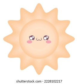 kawaii sun design over white