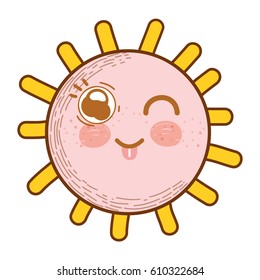 kawaii sun fanny face with cheeks and tongue