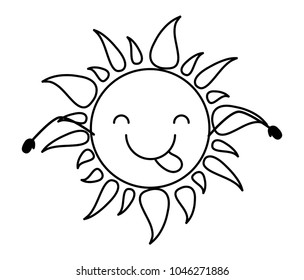 Similar Images, Stock Photos & Vectors of Happy Sun Contour Ink Drawing