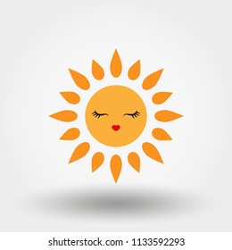 Kawaii sun. Icon. Vector. Flat.