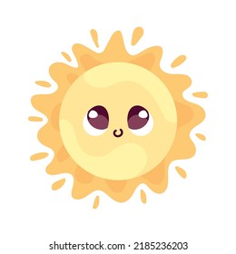 Kawaii Sun Isolated Icon Flat