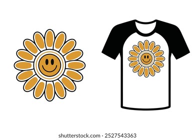 Kawaii Sunflower – Adorable T-Shirt Design for Cheerful Look vectors and illustrations