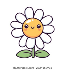 kawaii sunflower illustration over white