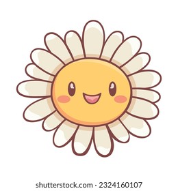 kawaii sunflower vector over white