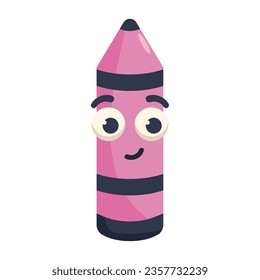 kawaii supply school crayon icon isolated