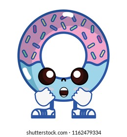 kawaii surprised donut with arms and legs