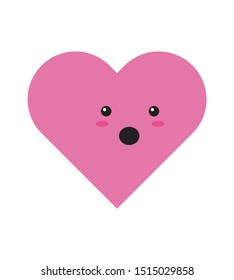 Kawaii surprised expression vector illustration character cute in pink love 