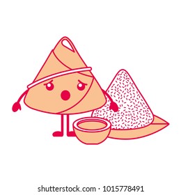 kawaii surprised rice dumpling with sauce cartoon