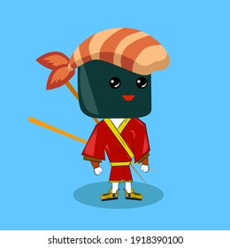 kawaii sushi chararcter, vector icon for mascot