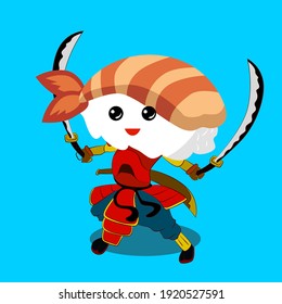 kawaii sushi chararcter, vector icon for mascot