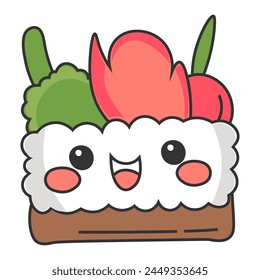 Kawaii sushi. Japanese cartoon style.