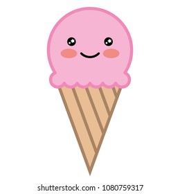 kawaii sweet ice cream cartoon character