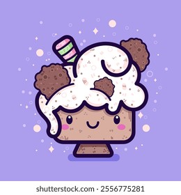 Kawaii sweet moka coffee. Vector illustration. Icon concept